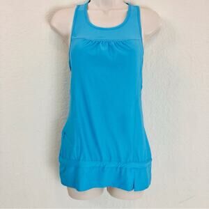 Athleta Sporty Light Blue Racer Back Tank Top Low Ride Elastic Waist